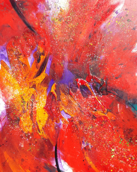 <strong>Passion's Awakening</strong><br />60" x 84" <a href="https://sparstreet.com/passions-awakening/"> Learn More About This Painting</a>