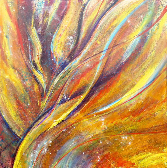 <strong>The Flame and the Flower</strong><br />48" x 36" <a href="https://sparstreet.com/the-flame-and-the-flower/"> | Learn More About This Painting</a>