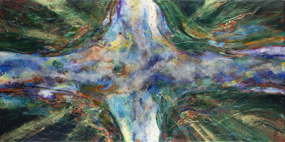 <strong>In the Flow</strong><br />85" x 30" <a href="https://sparstreet.com/in-the-flow/"> | Learn More About This Painting</a>