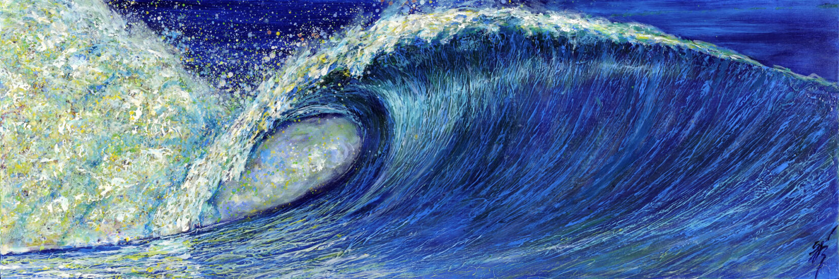 <strong>Barrel of Laughter</strong><br />20" x 60" | Acrylic | 2011 | <a href="https://sparstreet.com/barrel-of-laughter/">Learn More About This Painting</a>