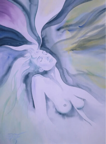 <strong>Bathing in the Light of Love</strong><br />20" x 16" <a href="https://sparstreet.com/bathing-in-the-light-of-love-2/">Learn More About This Painting</a>