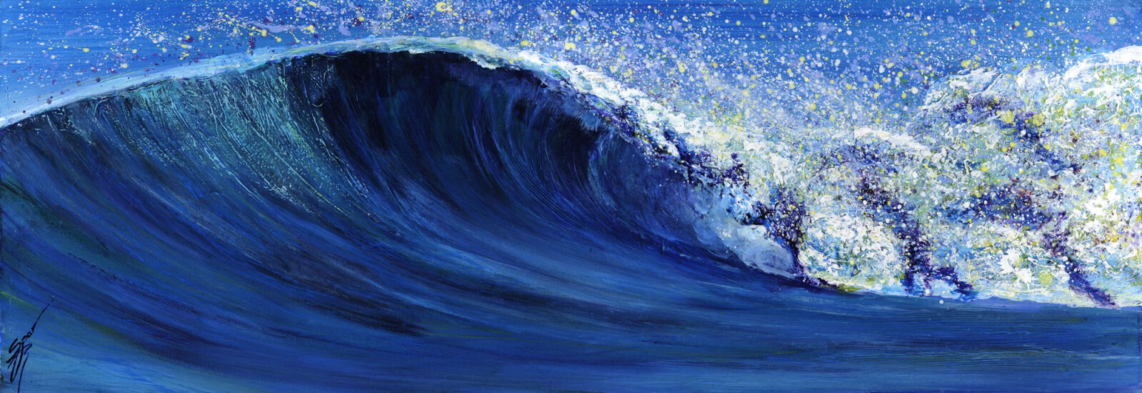 <strong>Blue Magic</strong><br />15" x 60" | Acrylic | 2010 <a href="https://sparstreet.com/blue-magic/">Learn More About This Painting</a>