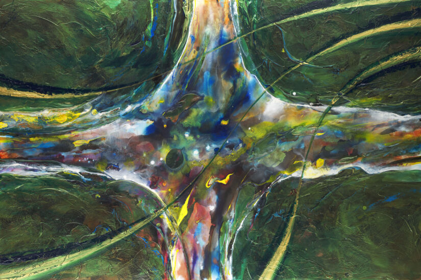 <strong>Touched by Grace</strong><br />48" x 72" | Acrylic | 2001 | <a href="https://sparstreet.com/touched-by-grace/">Learn More About This Painting</a>