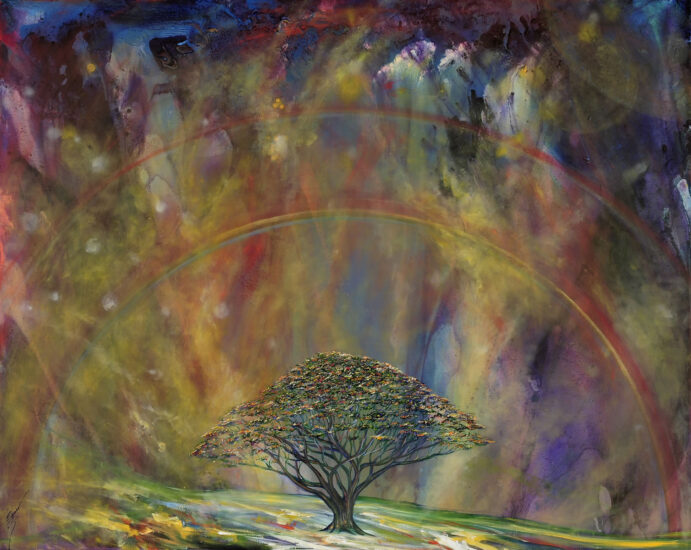 <strong>Rainbow Tree</strong><br />36" x 12" | Acrylic | <a href="https://sparstreet.com/rainbow-tree/">Learn More About This Painting</a>
